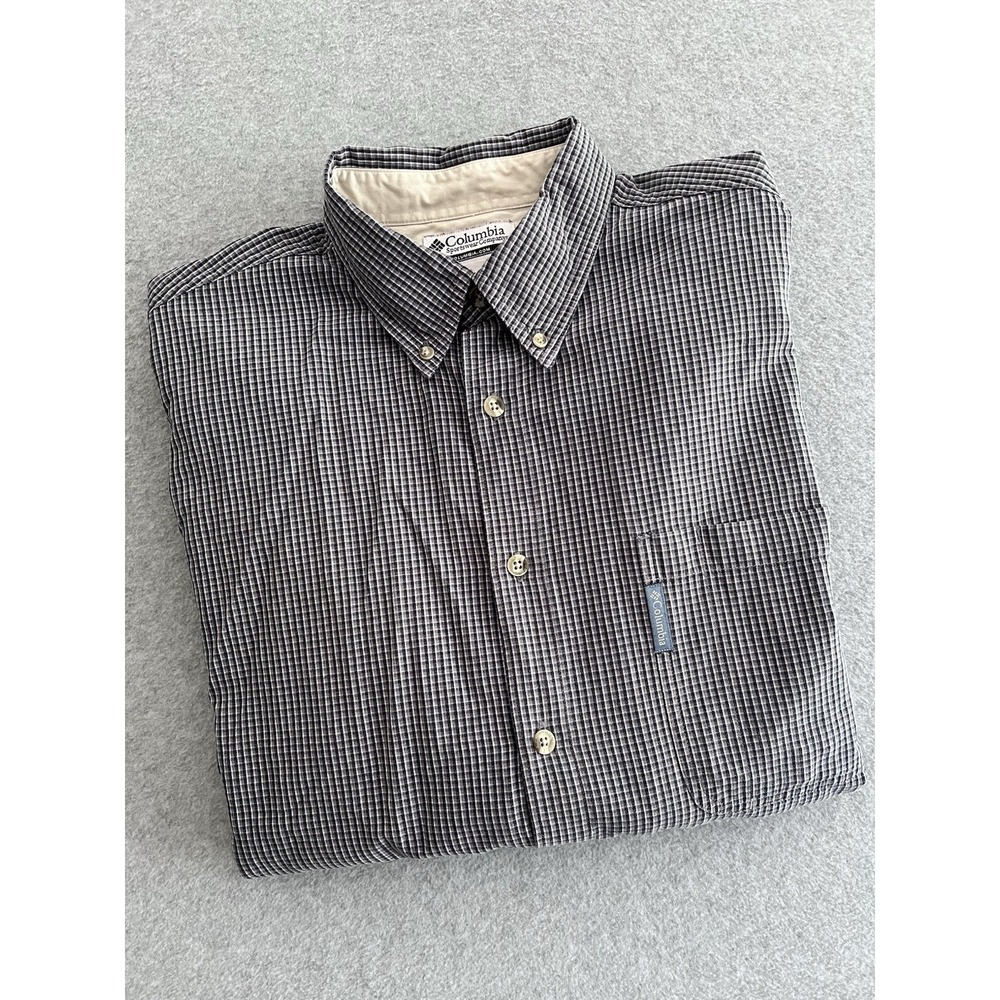 Columbia Shirt Mens XL Button Down Soft Flannel Casual Plaid Check Black
